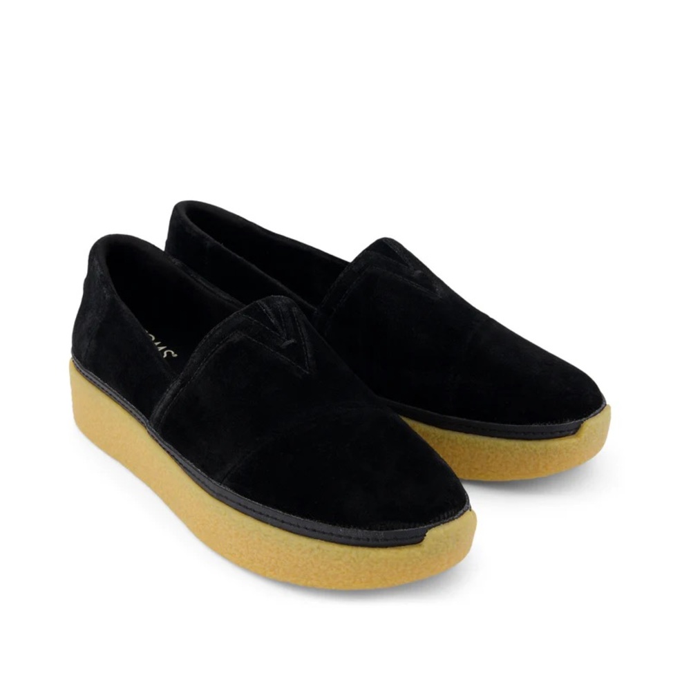 TOMS Women’s Adelaide Espadrille Black Suede Slip-On Shoes Size 7.5 - Picture 2 of 5